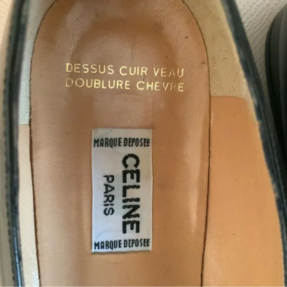 Authentic Celine Paris Leather Flat Loafer Black Rare Vintage Size 5.5 - Picture 12 of 14
